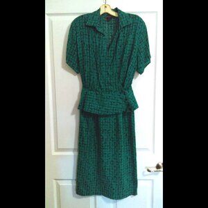Vintage Green and Black Patterned Skirt and Top Skirt Set 2-Piece by Leger